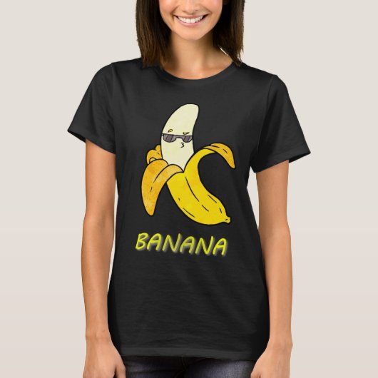 Cool Banana with sunglasses and kissy face  cute f Tシャツ (正面)