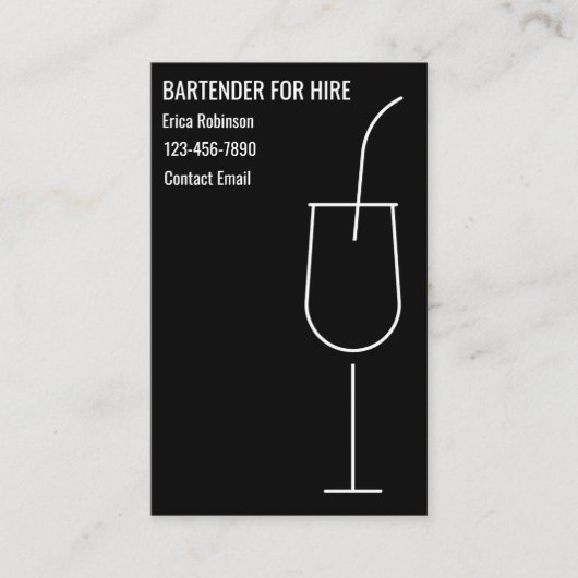 Cool Bartender For Hire Business Cards 名刺 (正面)