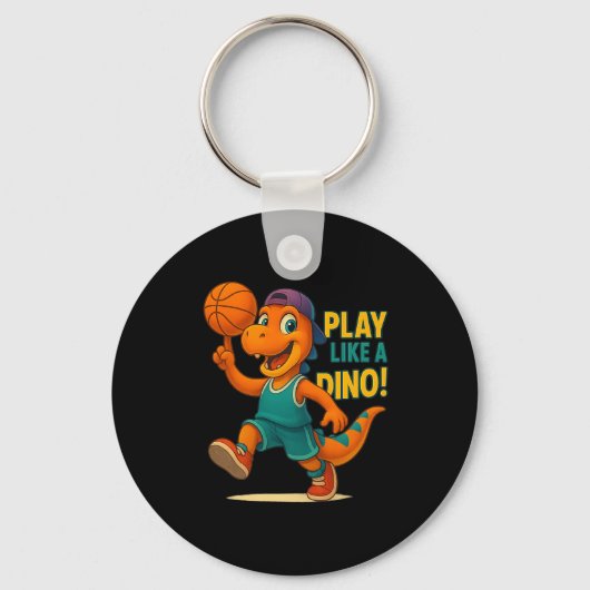 Cool Basketball Dinosaur Player Funny Sports Dino  キーホルダー (正面)