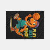 Cool Basketball Dinosaur Player Funny Sports Dino  フリースブランケット (正面(横))