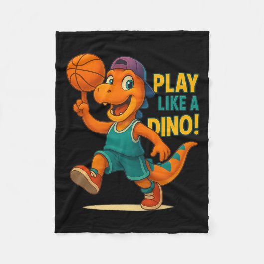 Cool Basketball Dinosaur Player Funny Sports Dino  フリースブランケット (正面)