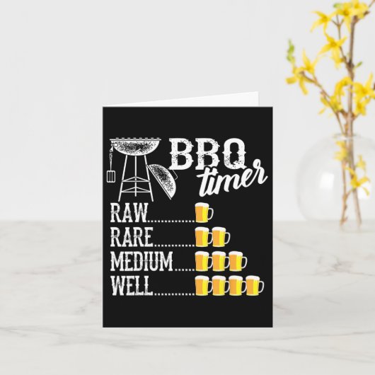 Cool Bbq Timer Raw Rare Medium Well Funny Beer Dri カード (黄色い花)