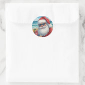 Cool Beach Santa Sticker – Tropical Holiday Vibes ラウンドシール (バッグ)