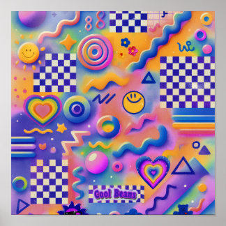 Cool Beans Pastel | キュートな市松模様のキッドコアアート ポスター