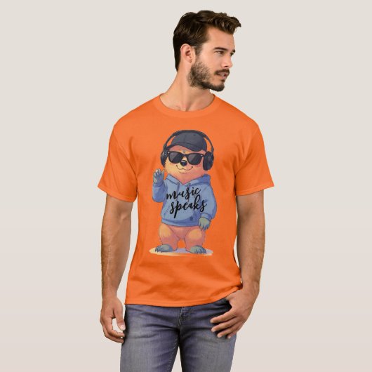 cool bear illustration, tシャツ (正面フル)