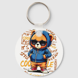 Cool Bear in Hoodie and Sunglasses キーホルダー