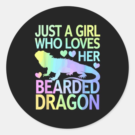 Cool Bearded Dragon Art For Women Girls Bearded Dr ラウンドシール (正面)