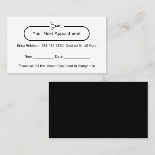 Cool Beauty Hair Styling Appointment Cards 予約カード (正面/裏面)