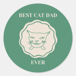 Cool Best Cat Dad Ever  ラウンドシール