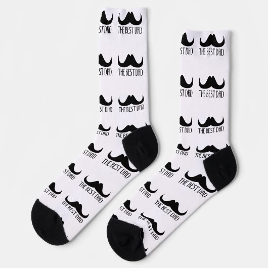Cool best Dad Black Moustache Father's day pattern ソックス (左)