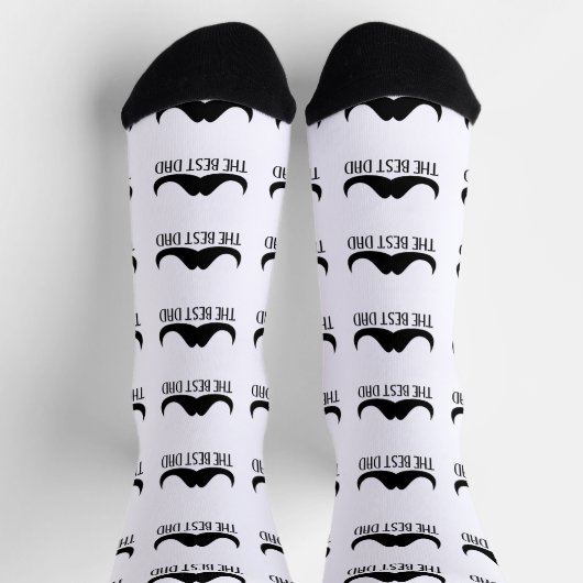 Cool best Dad Black Moustache Father's day pattern ソックス (上部)
