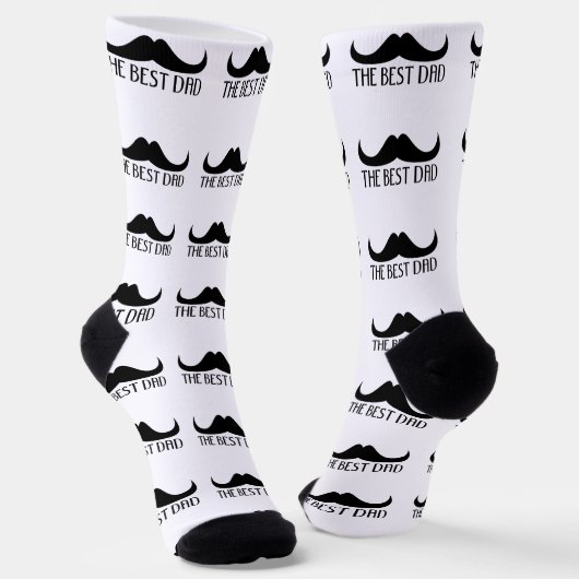 Cool best Dad Black Moustache Father's day pattern ソックス (傾斜あり)