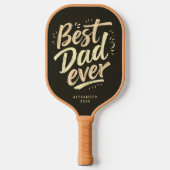 Cool Best Dad Father Brown Yellow Brush Script  ピックルボールラケット (正面)