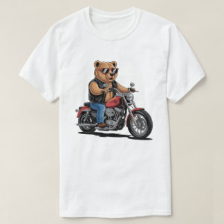 Cool Biker Bear on Bobber Motorcycle Tシャツ