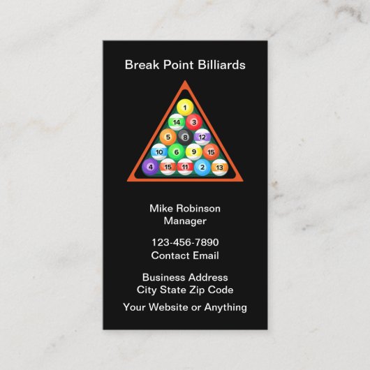 Cool Billiard Hall New Business Cards 名刺 (正面)