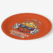 Cool Birthday Boy with Basketball Theme ペーパープレート (アングル)