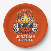 Cool Birthday Boy with Basketball Theme ペーパープレート (正面)