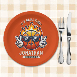 Cool Birthday Boy with Basketball Theme ペーパープレート