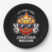 Cool Birthday Boy with Basketball Theme ペーパープレート (正面)