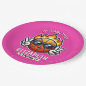 Cool Birthday Girl with Basketball Theme ペーパープレート (アングル)