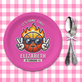 Cool Birthday Girl with Basketball Theme ペーパープレート