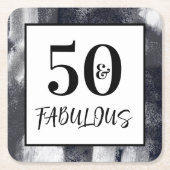 Cool Black and white 50 and Fabulous Birthday スクエアペーパーコースター (正面)