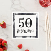 Cool Black and white 50 and Fabulous Birthday スタンダードカクテルナプキン (インサイチュ)