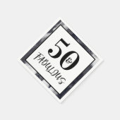 Cool Black and white 50 and Fabulous Birthday スタンダードカクテルナプキン (角)