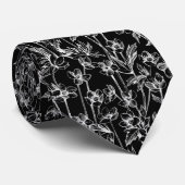 Cool Black and White Minimalist Floral ネクタイ (ロール)