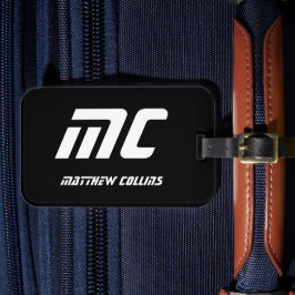 Cool Black and White Personalized Sport Monogram ラゲッジタグ