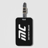 Cool Black and White Personalized Sport Monogram ラゲッジタグ (正面縦)