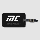 Cool Black and White Personalized Sport Monogram ラゲッジタグ (正面横)