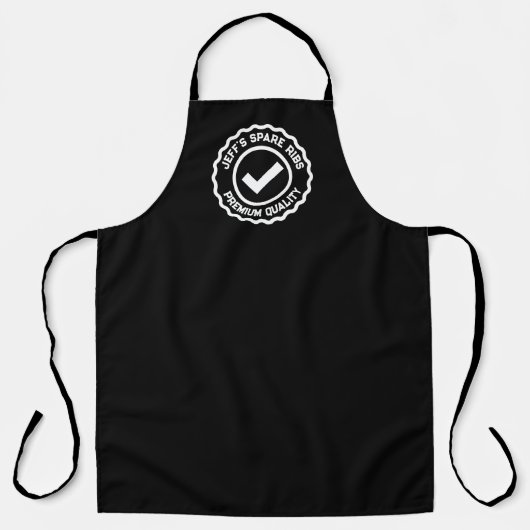 Cool black BBQ apron for grillmaster chef's name エプロン (正面)