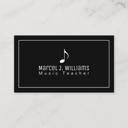 Cool Black Business Card With Music Note 名刺 (正面)