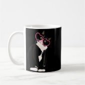 Cool Black Cat Kitten Red Heart Gles Happy Valenti コーヒーマグカップ (左)