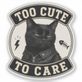 Cool Black Cat Vinyl Sticker | Too Cute To Care Ca シール (正面)
