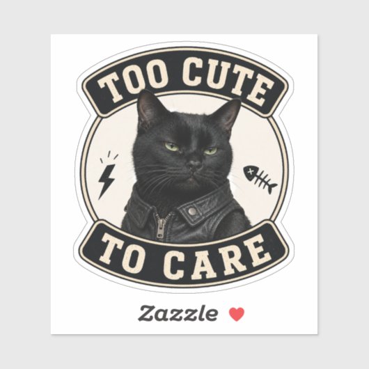 Cool Black Cat Vinyl Sticker | Too Cute To Care Ca シール (シート)