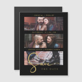 Cool Black Golden Romantic Wedding 3 Multi Photos (正面/裏面)