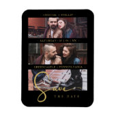 Cool Black Golden Romantic Wedding 3 Multi Photos マグネット (縦)