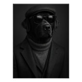 Cool Black Labrador with Sunglasses & Tweed Hat ポスター (正面)