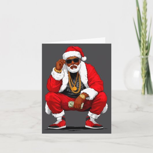 Cool Black Man Santa Claus Christmas African Ameri カード (正面)