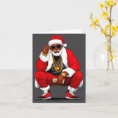Cool Black Man Santa Claus Christmas African Ameri カード (黄色い花)