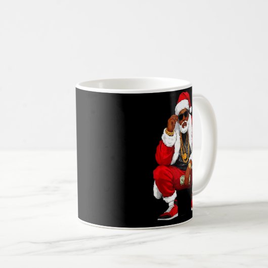 Cool Black Man Santa Claus Christmas African Ameri コーヒーマグカップ (正面右)