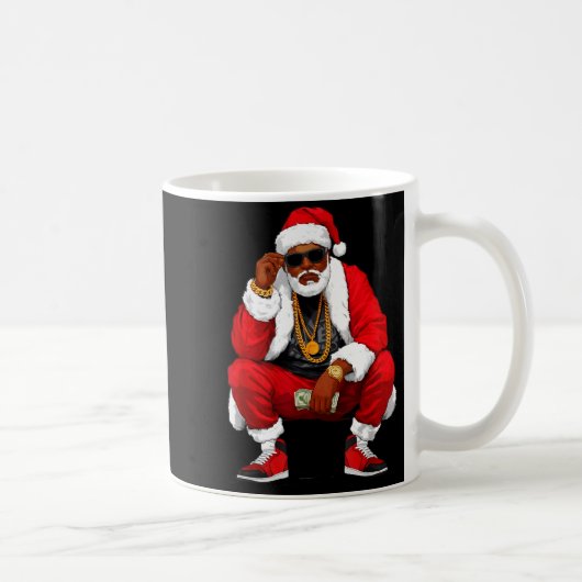 Cool Black Man Santa Claus Christmas African Ameri コーヒーマグカップ (右)