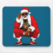 Cool Black Man Santa Claus Christmas African Ameri マウスパッド (正面)