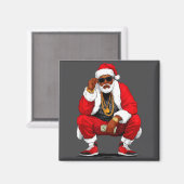 Cool Black Man Santa Claus Christmas African Ameri マグネット (正面/裏面)