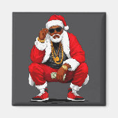 Cool Black Man Santa Claus Christmas African Ameri マグネット (正面)