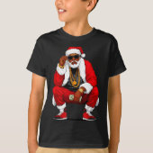 Cool Black Man Santa Claus Christmas African Ameri Tシャツ (正面)
