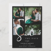 Cool Black & White Trend 4 Multi Photos Collage QR セーブザデート (正面)