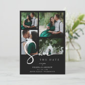 Cool Black & White Trend 4 Multi Photos Collage QR セーブザデート (スタンド正面)